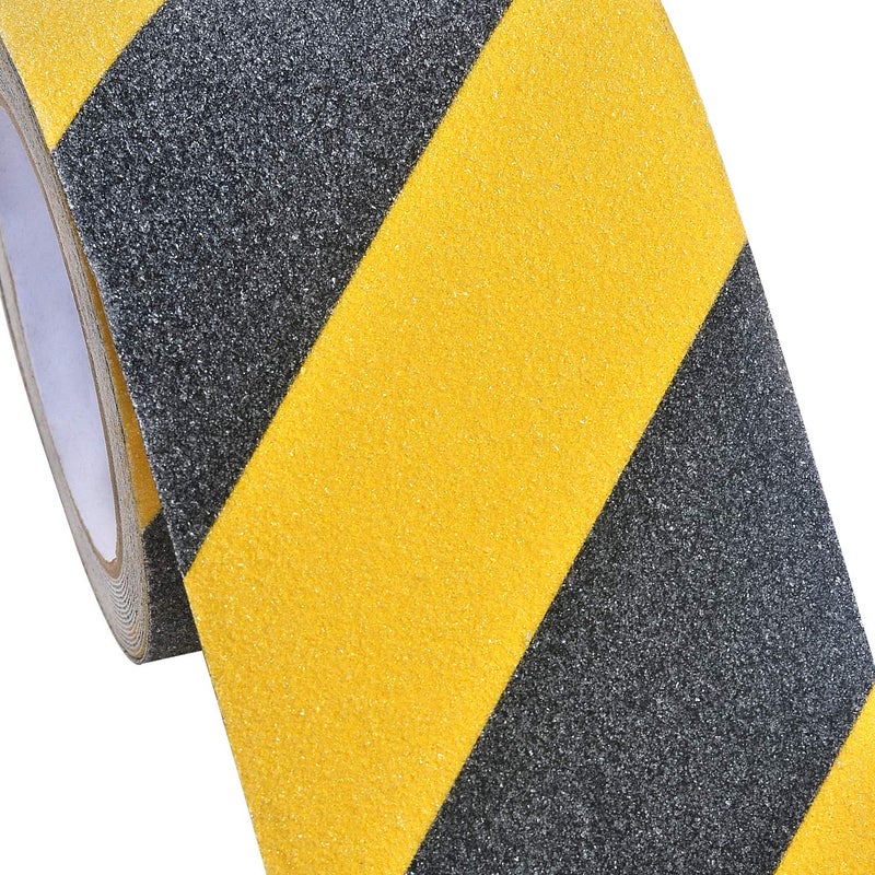 ONTWIE 4 Inch X 16.4ft Non Slip Safety Grip Tape for Stairs Steps Non Skid Tread High Traction Friction/Strong Grip Abrasive Adhesive Hazard Caution Tape- Black/Yellow - Image 3